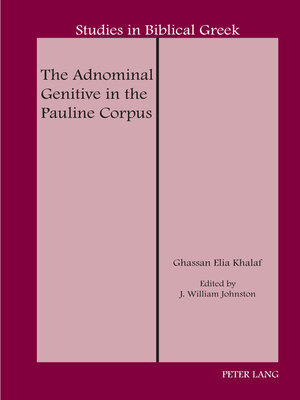 cover image of The Adnominal Genitive in the Pauline Corpus